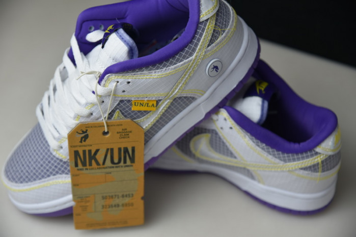 union la x nike dunk low court purple white grey yellow dj9649-500