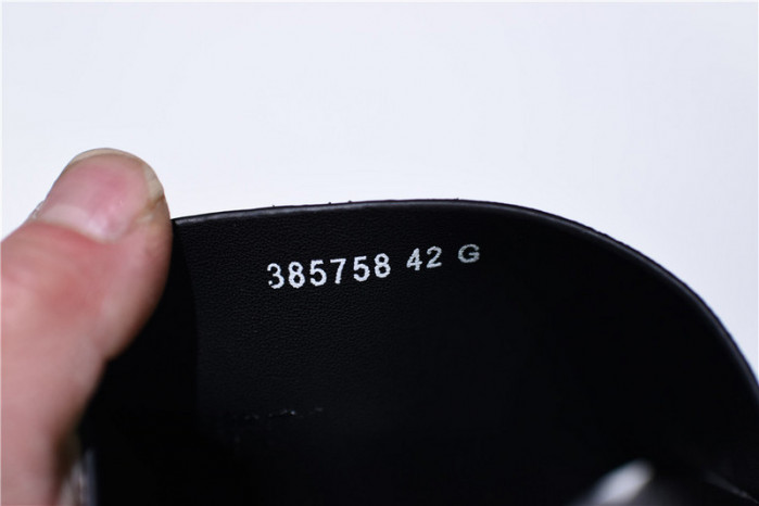 gc leather slide sandal with plaid bee